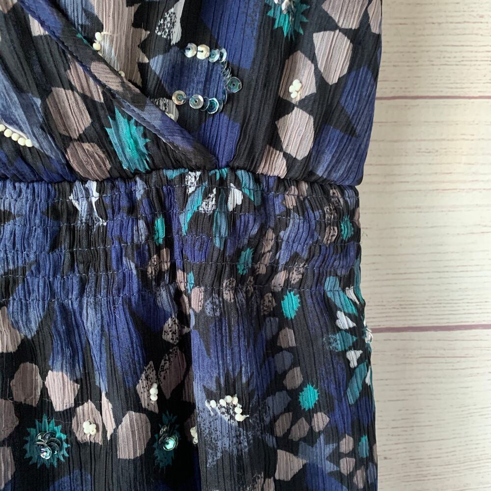 Charlotte Russe Blue Tunic Blouse or Dress Sleeveless Retro Y2K Sequins Size M - Picture 3 of 16